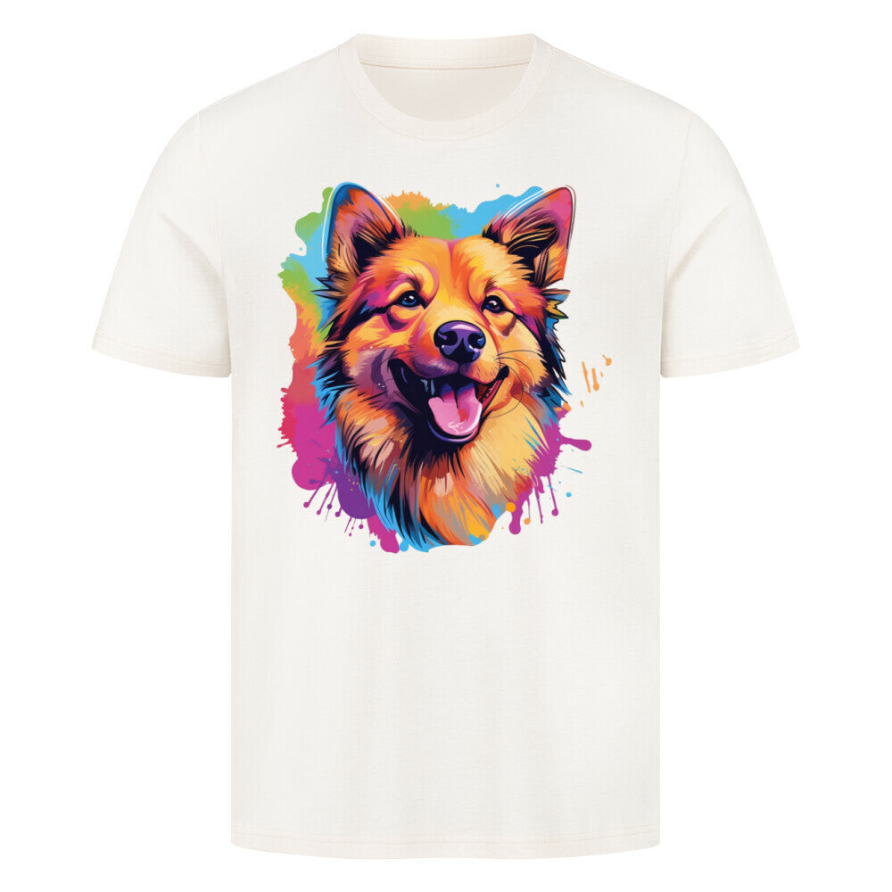 Premium T-Shirt "Finnischer Spitz - Paint" Natural Raw – hunde-shirt.de