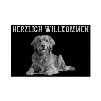 Fußmatte "Golden Retriever - Herzlich Willkommen" Weiß – hunde-shirt.de