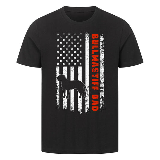 Premium T-Shirt "Bullmastiff - Flag Dad" Schwarz – hunde-shirt.de
