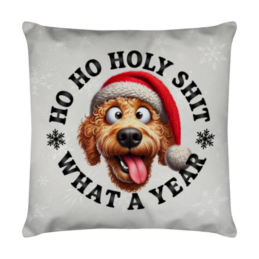 Kissen "Golden Doodle - HO HO..." Weiß – hunde-shirt.de