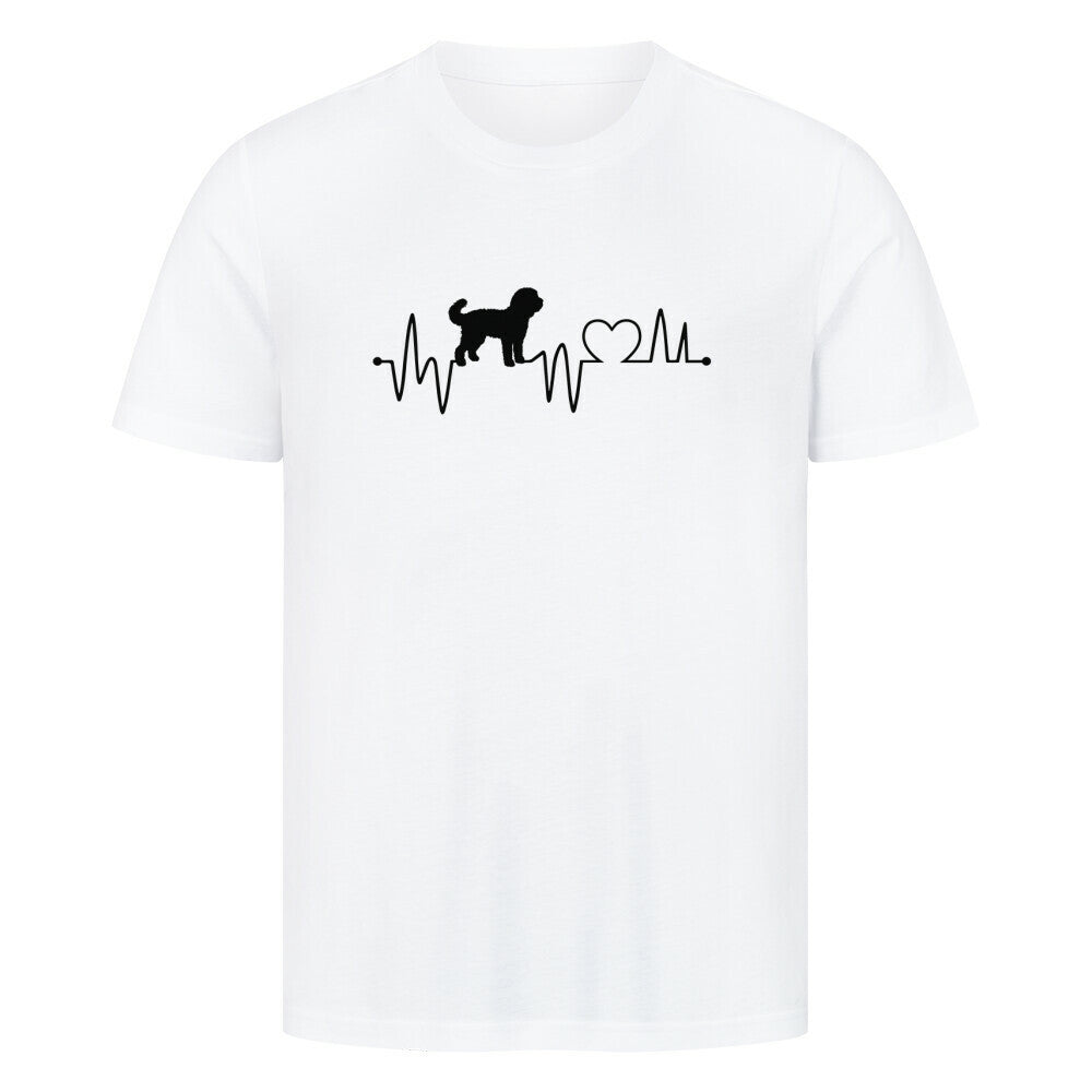 Premium T-Shirt "Golden Doodle - Heartbeat" Weiß – hunde-shirt.de