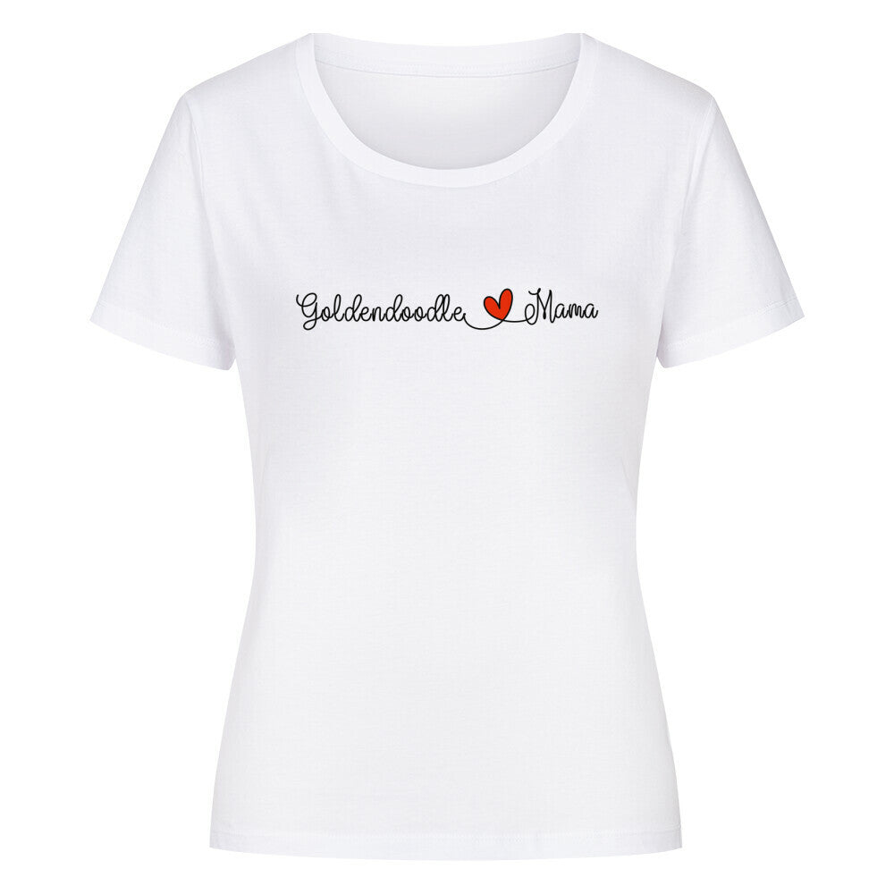 Premium Organic Damen-Shirt "Golden Doodle - Mama" Weiß – hunde-shirt.de