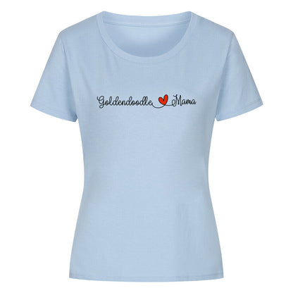 Premium Organic Damen-Shirt "Golden Doodle - Mama" Sky Blue – hunde-shirt.de