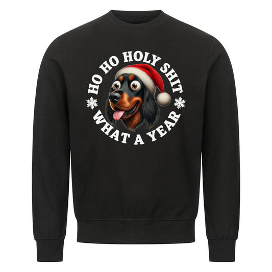 Premium Sweatshirt "Gordon Setter - HO HO..." Schwarz – hunde-shirt.de