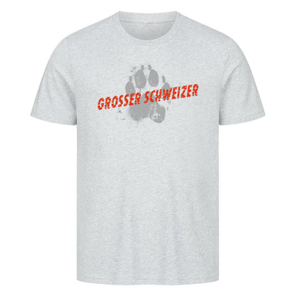 Premium T-Shirt "Großer Schweizer - PAW" Heather Grey – hunde-shirt.de