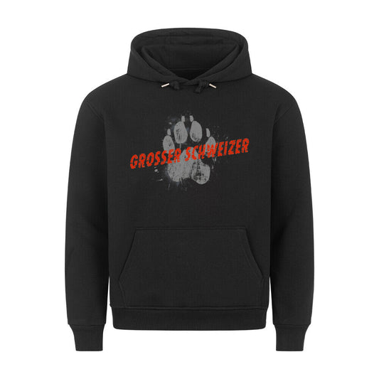 Premium Hoodie "Großer Schweizer - PAW" Schwarz – hunde-shirt.de