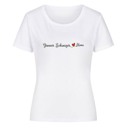 Premium Organic Damen-Shirt "Großer Schweizer - Mama" Weiß – hunde-shirt.de