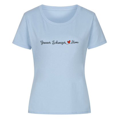 Premium Organic Damen-Shirt "Großer Schweizer - Mama" Sky Blue – hunde-shirt.de