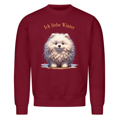 Premium Sweatshirt "Großspitz - Ich liebe Winter" Burgunder – hunde-shirt.de