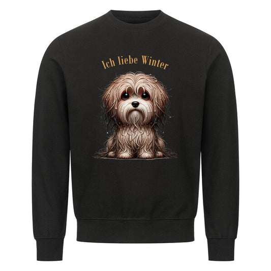 Premium Sweatshirt "Havaneser - Ich liebe Winter" Schwarz – hunde-shirt.de