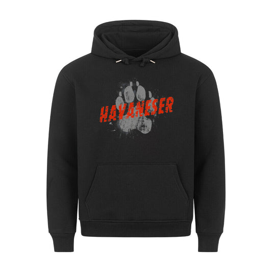 Premium Hoodie "Havaneser - PAW" Schwarz – hunde-shirt.de