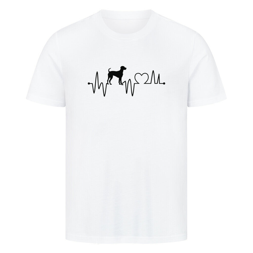 Premium T-Shirt "Deutsch Kurzhaar - Heartbeat" Weiß – hunde-shirt.de