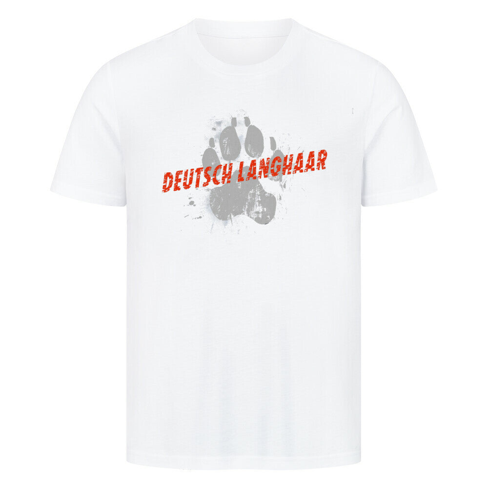 Premium T-Shirt "Deutsch Langhaar- PAW" Weiß – hunde-shirt.de