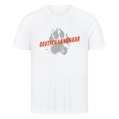 Premium T-Shirt "Deutsch Langhaar- PAW" Weiß – hunde-shirt.de