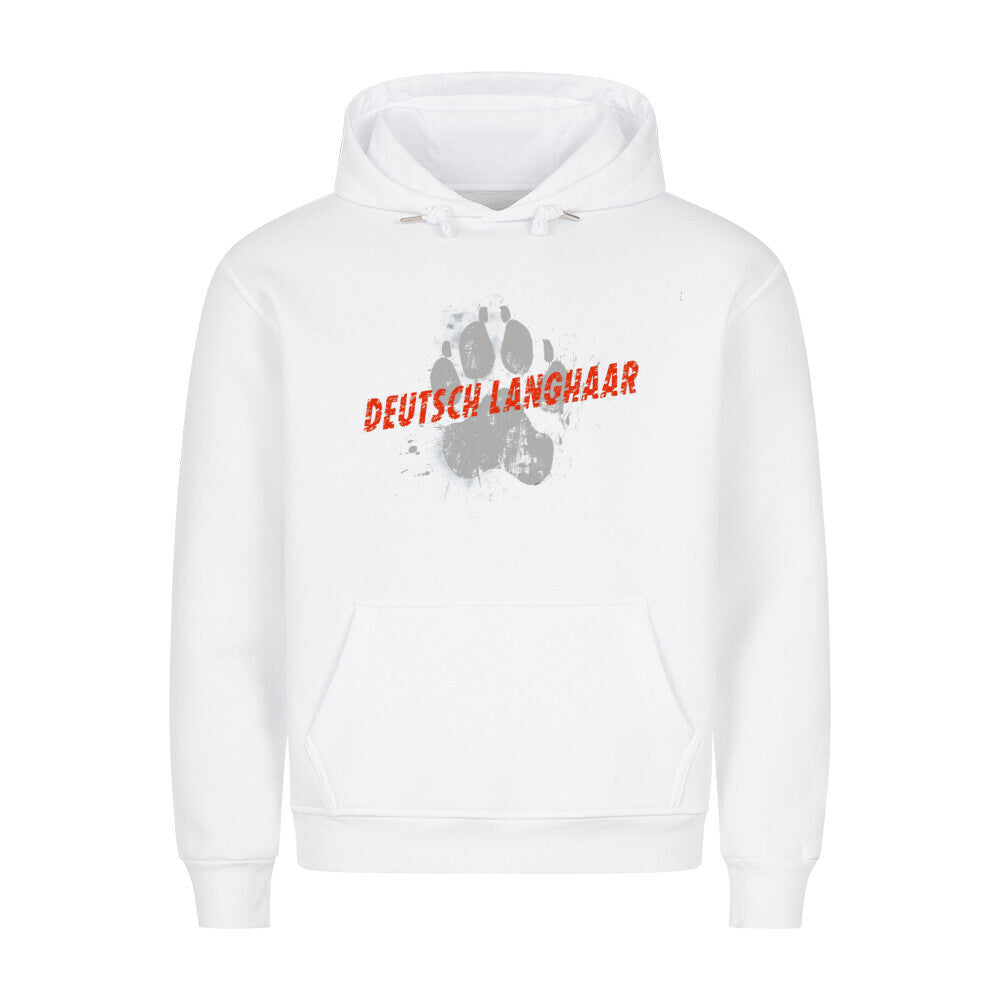 Premium Hoodie "Deutsch Langhaar- PAW" Weiß – hunde-shirt.de