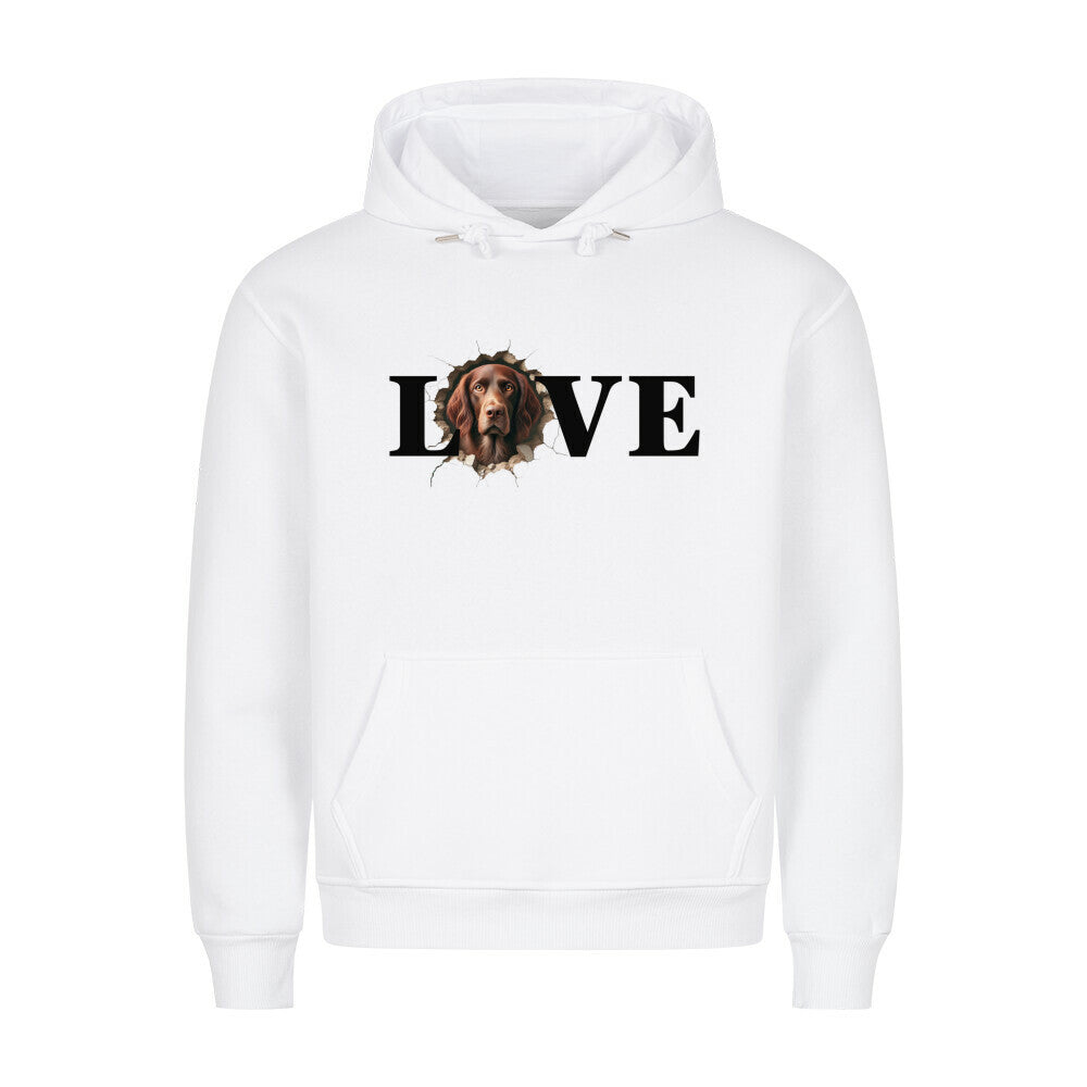 Premium Hoodie "Deutsch Langhaar- LOVE" Weiß – hunde-shirt.de