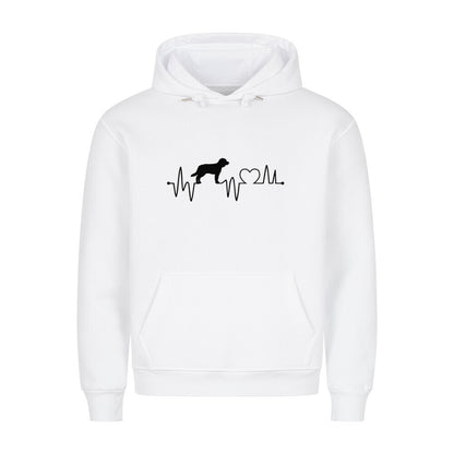 Premium Hoodie "Deutsch Langhaar- Heartbeat" Weiß – hunde-shirt.de