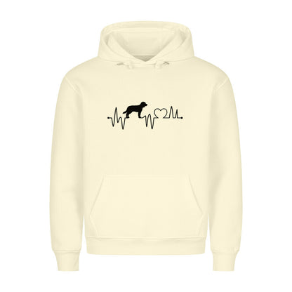 Premium Hoodie "Deutsch Langhaar- Heartbeat" Beige – hunde-shirt.de