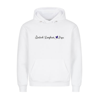 Premium Hoodie "Deutsch Langhaar- Papa" Weiß – hunde-shirt.de
