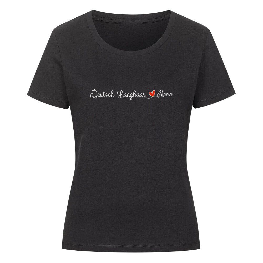 Premium Organic Damen-Shirt "Deutsch Langhaar- Mama" Schwarz – hunde-shirt.de