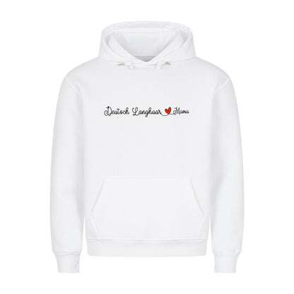 Premium Hoodie "Deutsch Langhaar- Mama" Weiß – hunde-shirt.de