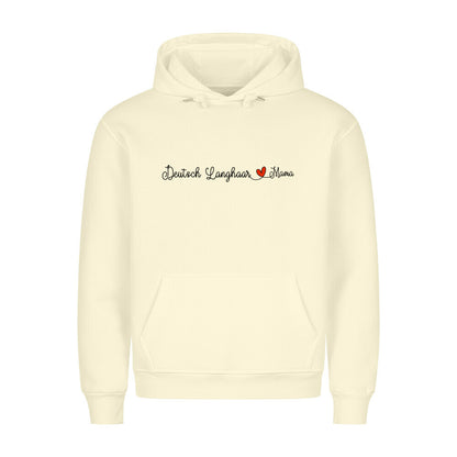 Premium Hoodie "Deutsch Langhaar- Mama" Beige – hunde-shirt.de