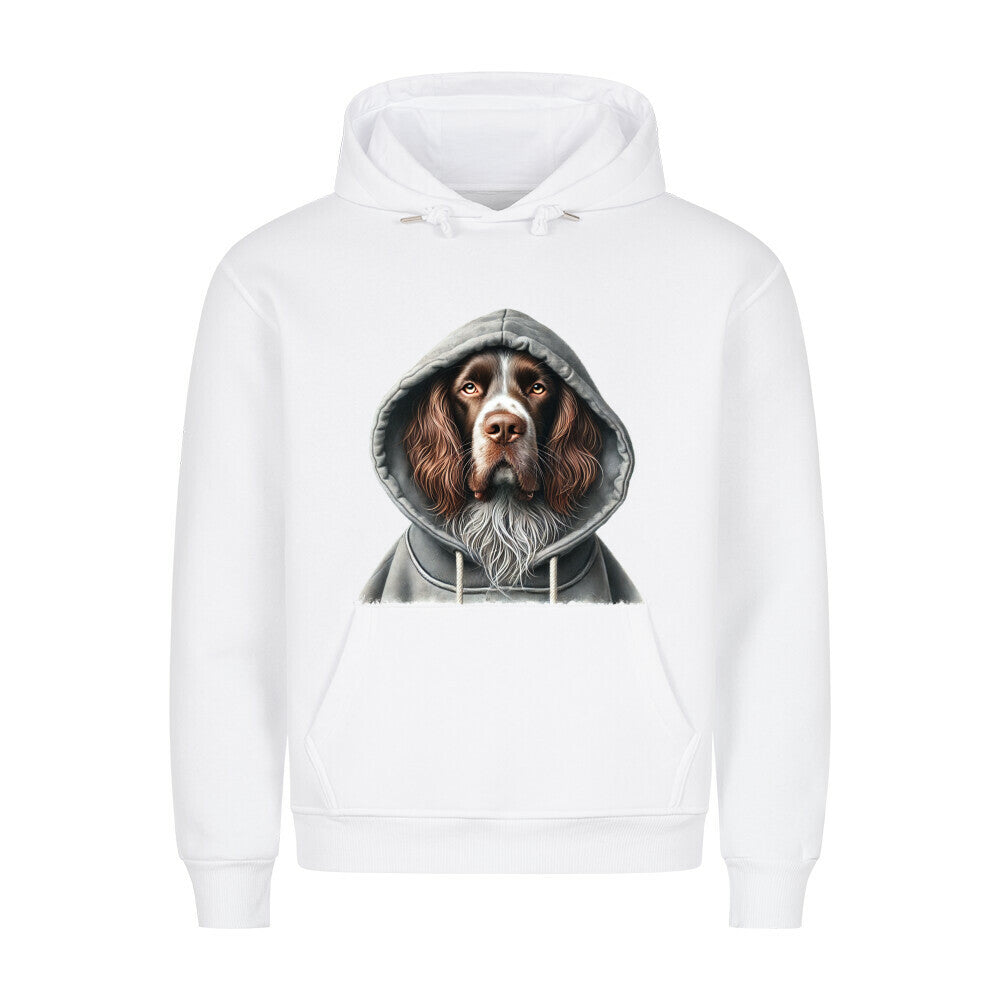 Premium Hoodie "Deutsch Langhaar- Hooded" Weiß – hunde-shirt.de