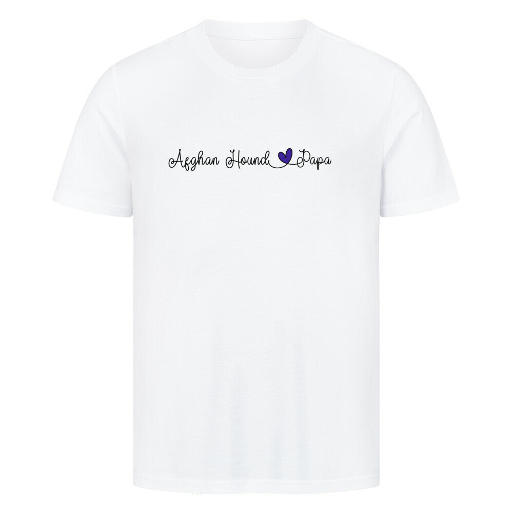 Premium T-Shirt "Afghanischer Windhund - Papa" Weiß – hunde-shirt.de