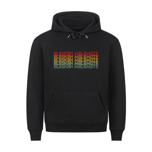 Premium Hoodie "Alaskan Malamute - RETRO" Schwarz – hunde-shirt.de