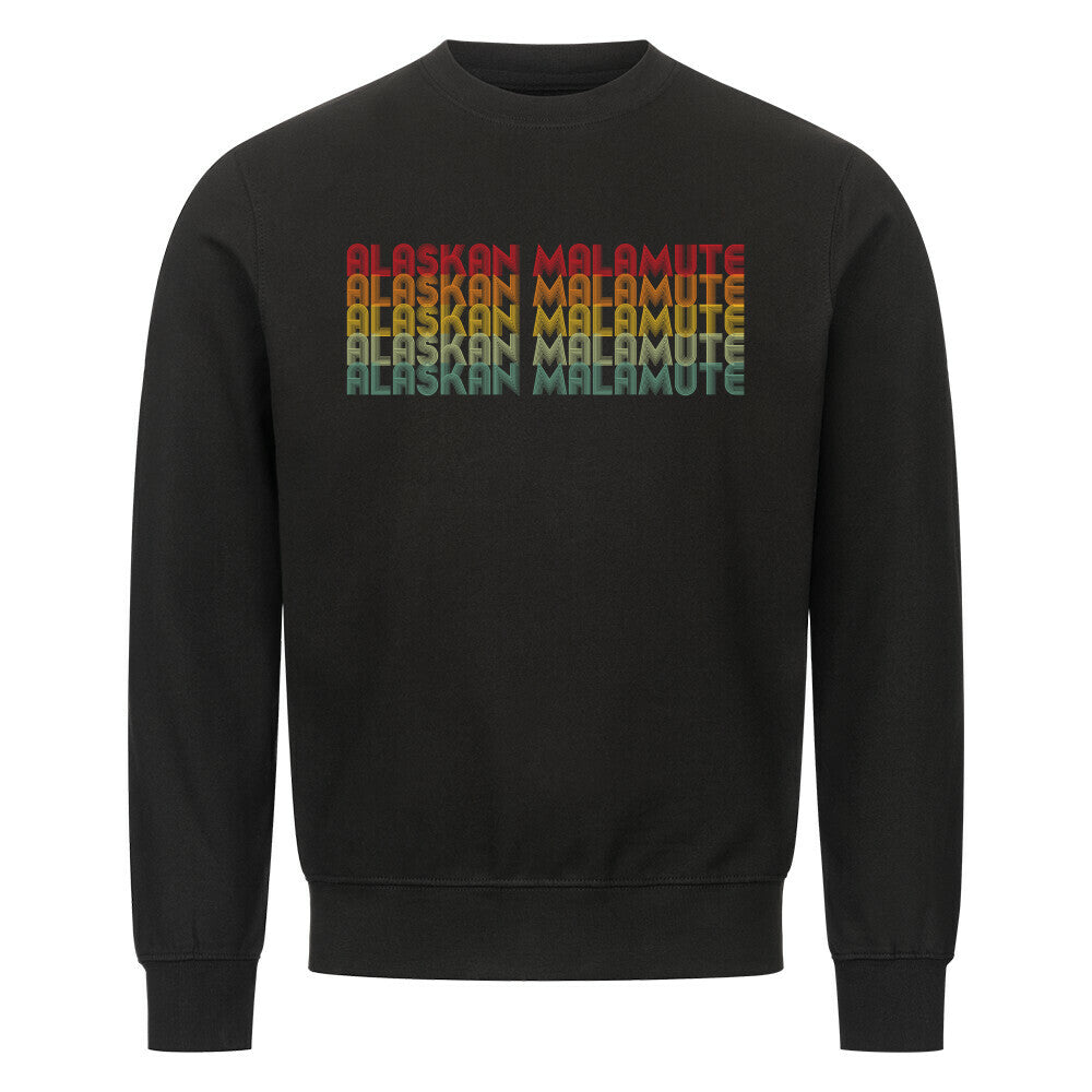 Premium Sweatshirt "Alaskan Malamute - RETRO" Schwarz – hunde-shirt.de