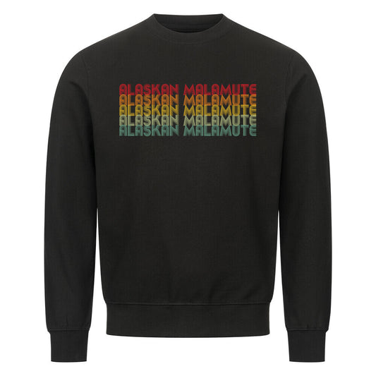 Premium Sweatshirt "Alaskan Malamute - RETRO" Schwarz – hunde-shirt.de