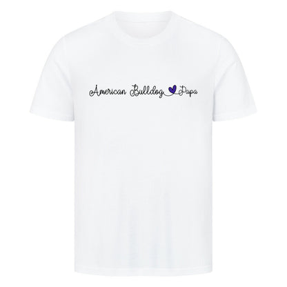 Premium T-Shirt "American Bulldog - Papa" Weiß – hunde-shirt.de