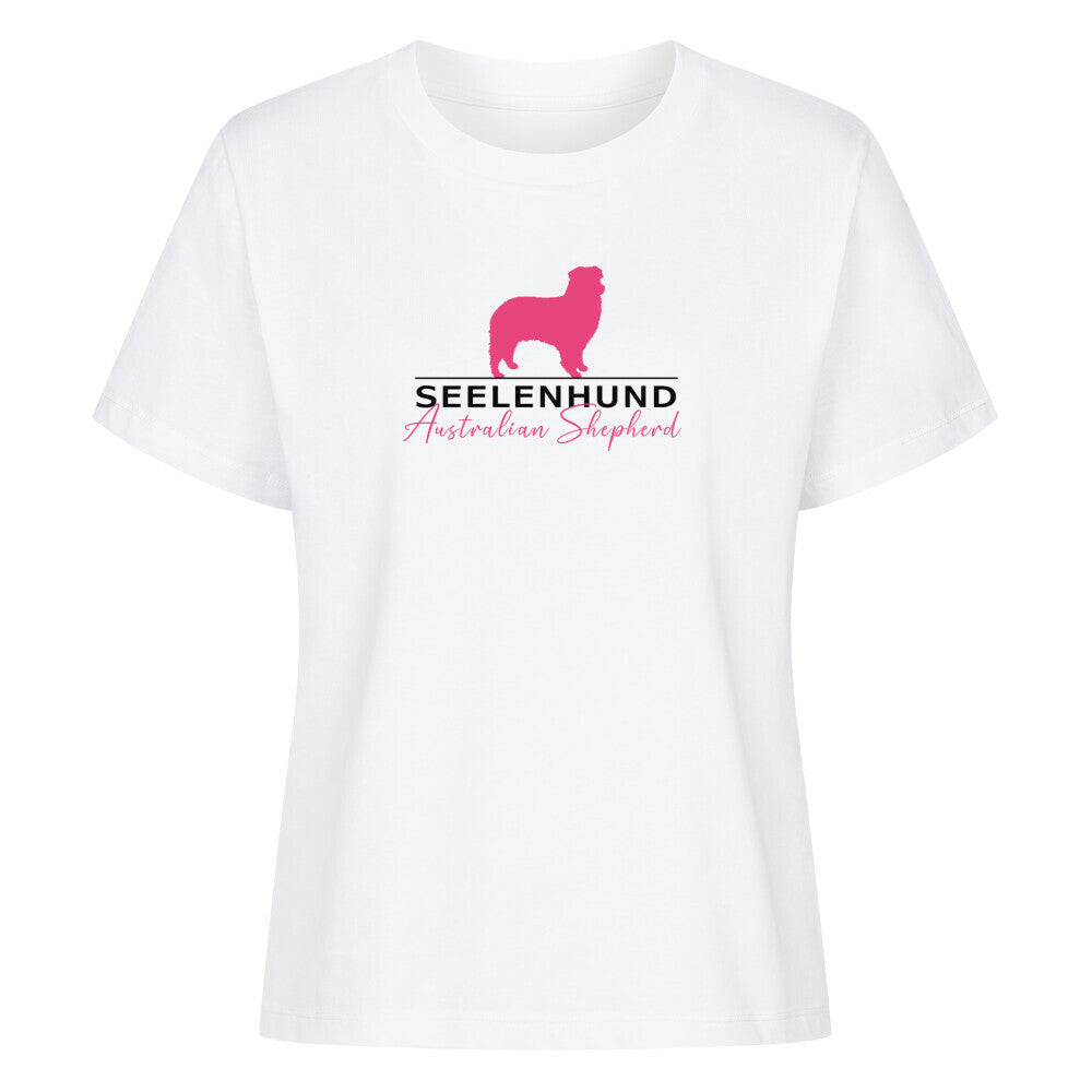 Premium Organic Damen-Shirt "Australian Shepherd - Seelenhund" Weiß – hunde-shirt.de