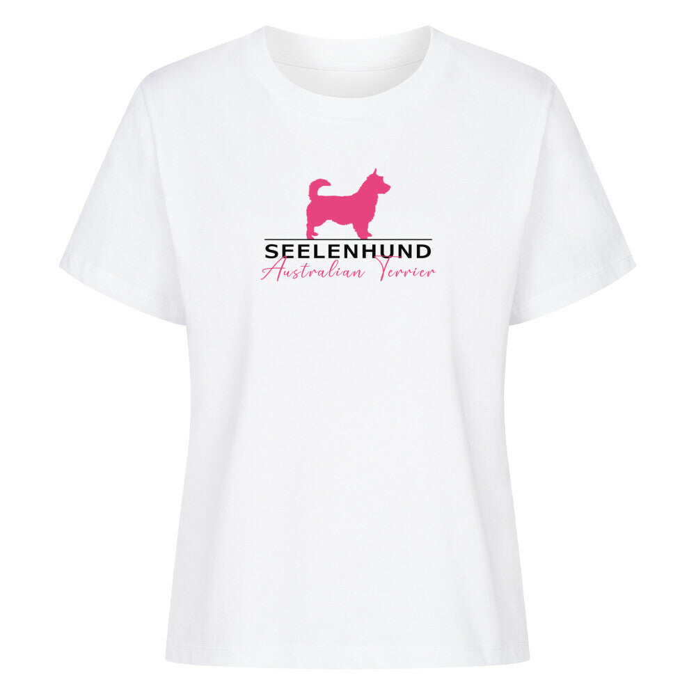 Premium Organic Damen-Shirt "Australian Terrier - Seelenhund" Weiß – hunde-shirt.de