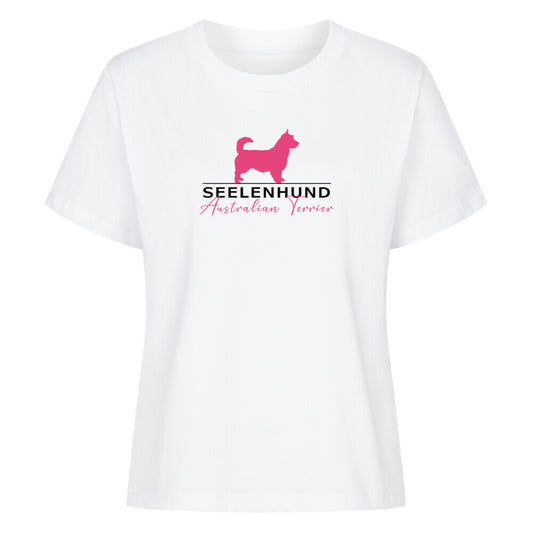 Premium Organic Damen-Shirt "Australian Terrier - Seelenhund" Weiß – hunde-shirt.de