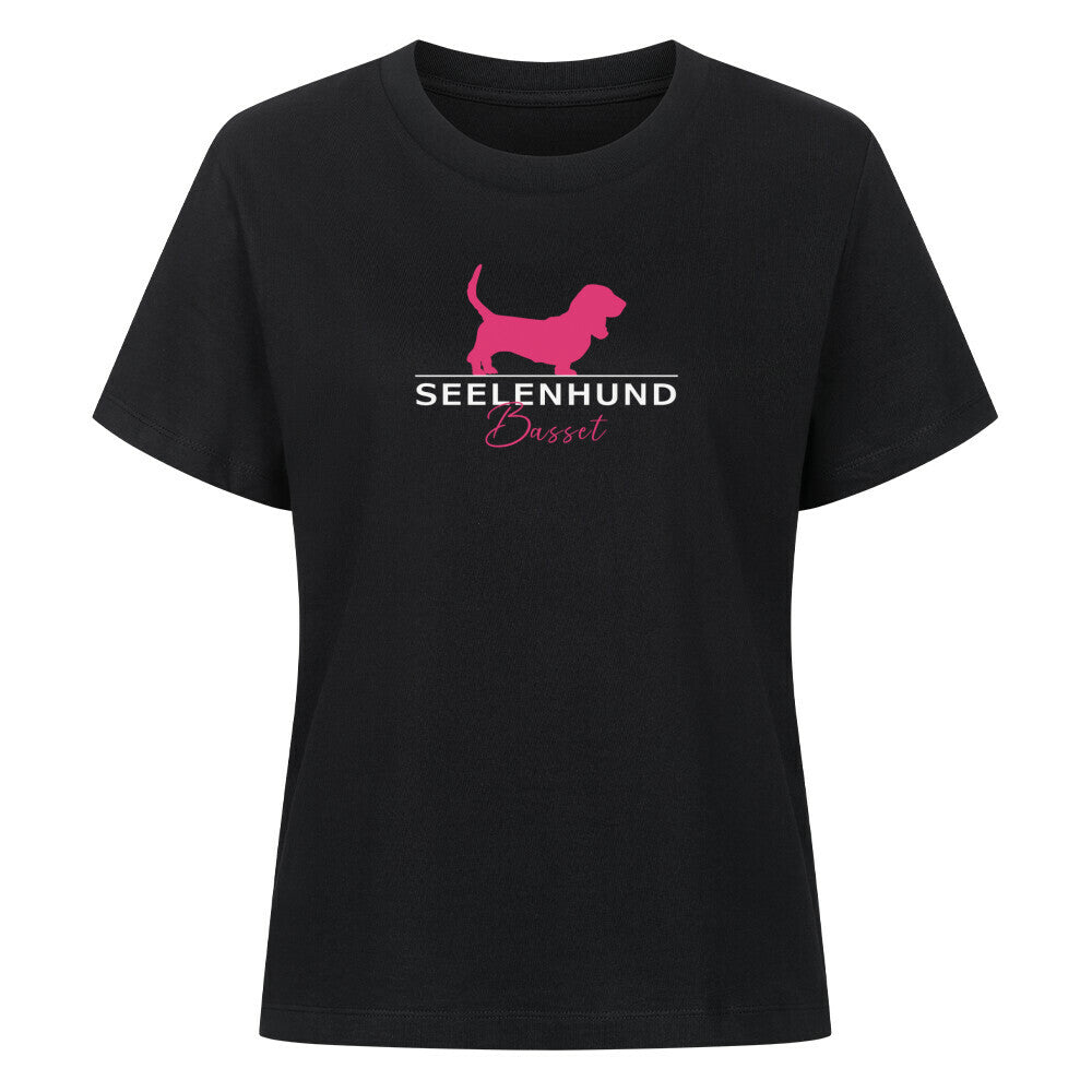 Premium Organic Damen-Shirt "Basset - Seelenhund" Schwarz – hunde-shirt.de