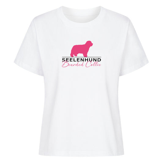 Premium Organic Damen-Shirt "Bearded Collie - Seelenhund" Weiß – hunde-shirt.de