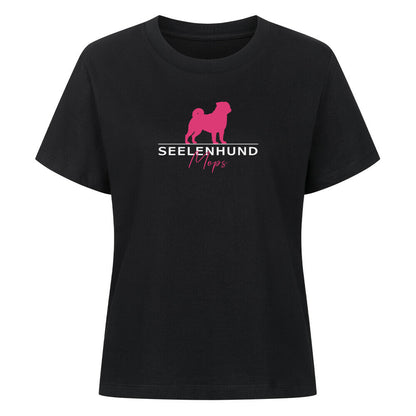 Premium Organic Damen-Shirt "Mops - Seelenhund" Schwarz – hunde-shirt.de