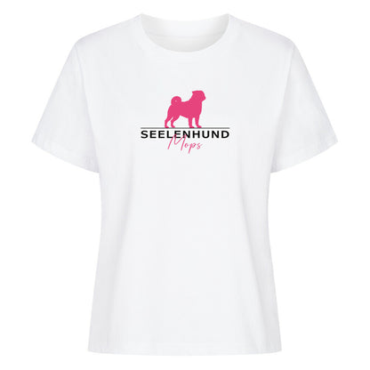 Premium Organic Damen-Shirt "Mops - Seelenhund" Weiß – hunde-shirt.de