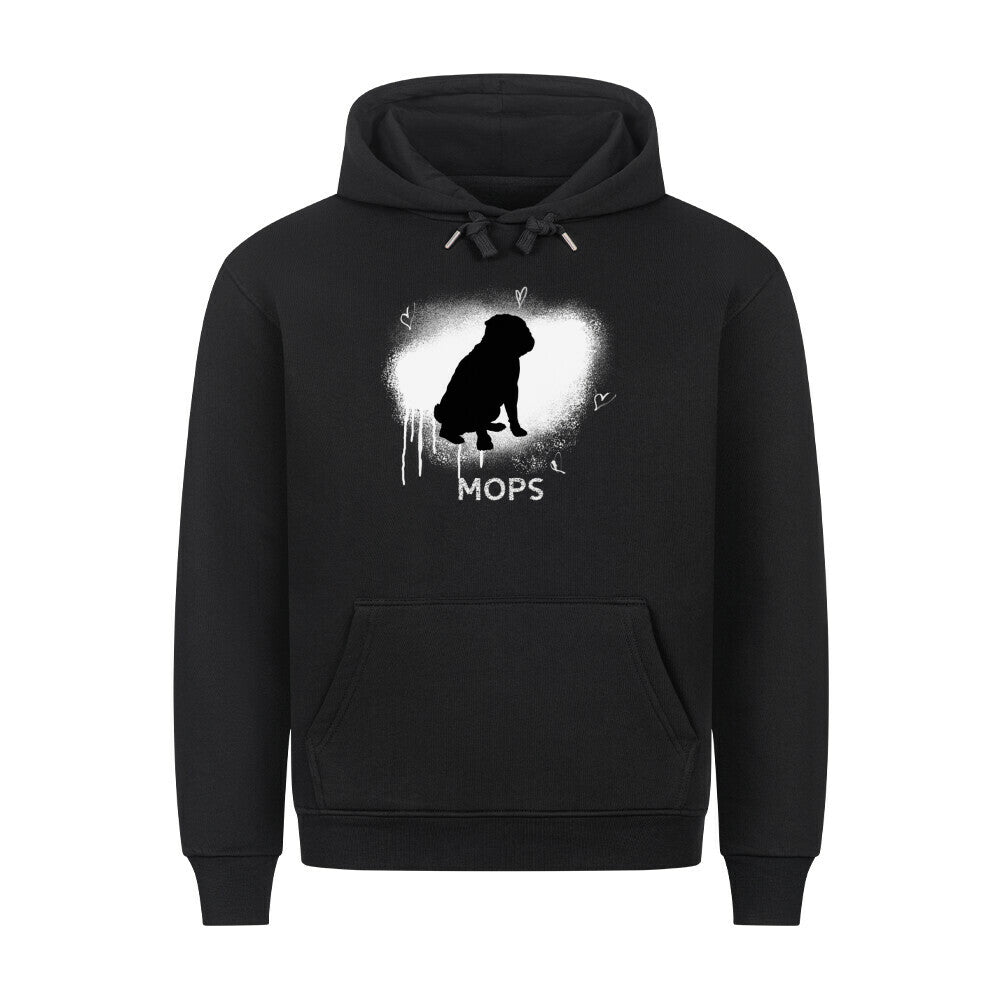 Premium Hoodie "Mops - Brush" Schwarz – hunde-shirt.de