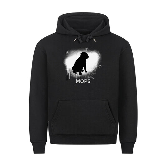 Premium Hoodie "Mops - Brush" Schwarz – hunde-shirt.de