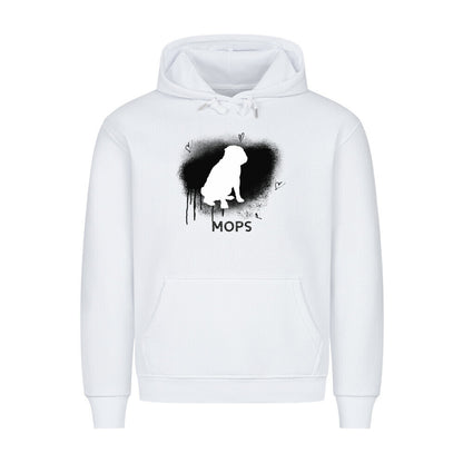 Premium Hoodie "Mops - Brush" Weiß – hunde-shirt.de