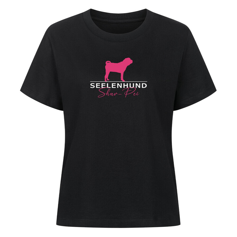Premium Organic Damen-Shirt "Shar Pei - Seelenhund" Schwarz – hunde-shirt.de