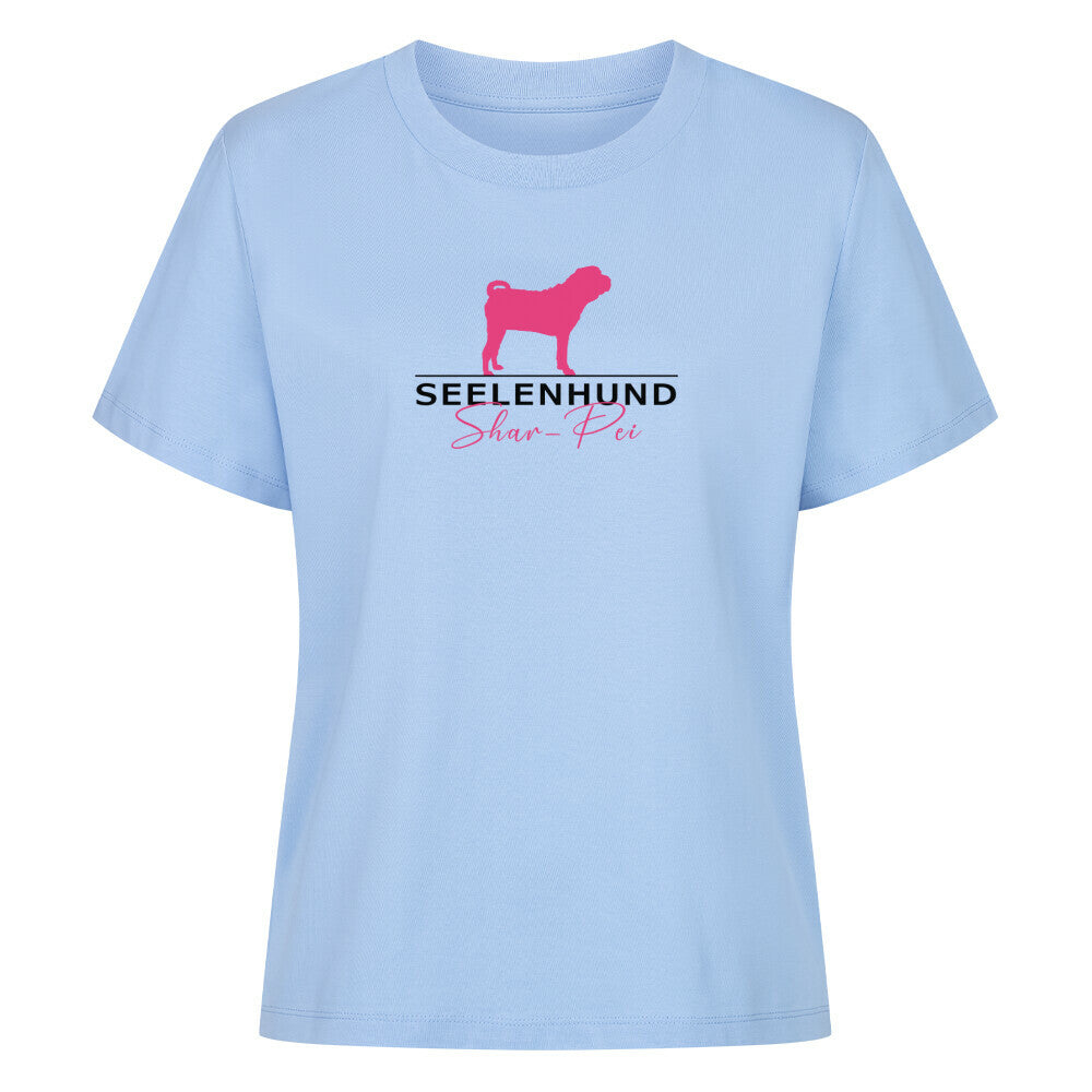 Premium Organic Damen-Shirt "Shar Pei - Seelenhund" Sky Blue – hunde-shirt.de