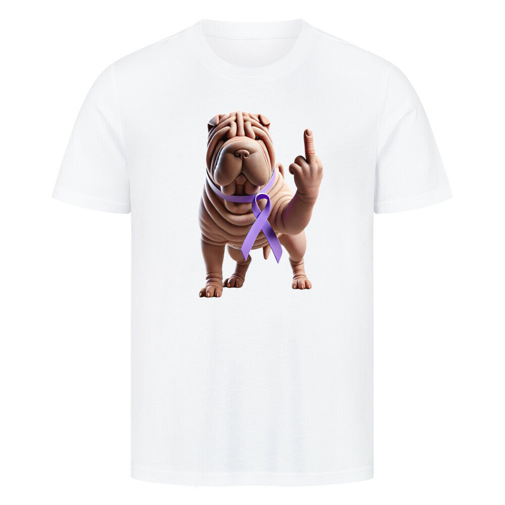 Premium T-Shirt "Shar Pei - Fuck Cancer" Weiß – hunde-shirt.de