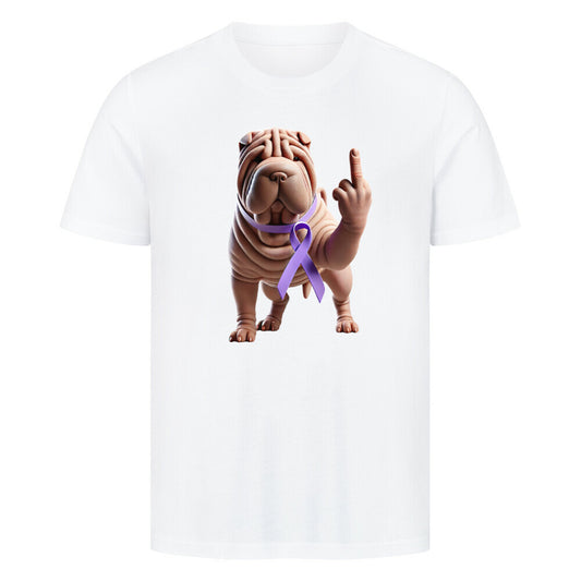 Premium T-Shirt "Shar Pei - Fuck Cancer" Weiß – hunde-shirt.de