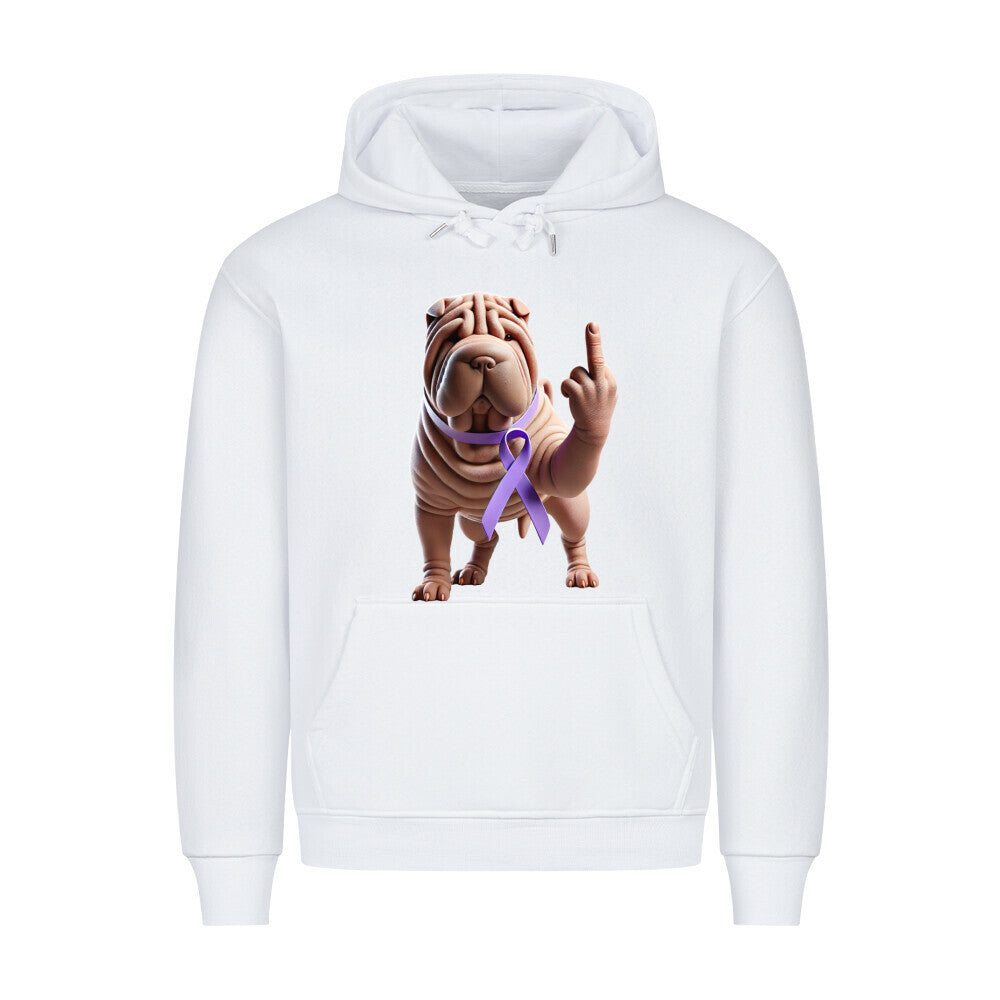 Premium Hoodie "Shar Pei - Fuck Cancer" Weiß – hunde-shirt.de