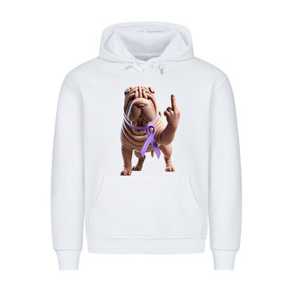 Premium Hoodie "Shar Pei - Fuck Cancer" Weiß – hunde-shirt.de