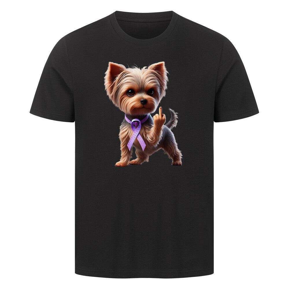 Premium T-Shirt "Yorkshire Terrier - Fuck Cancer" Schwarz – hunde-shirt.de