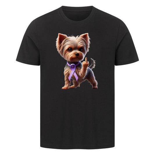 Premium T-Shirt "Yorkshire Terrier - Fuck Cancer" Schwarz – hunde-shirt.de